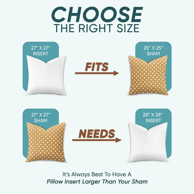 Pillowflex Synthetic Down Pillow Insert - 27x27 - Down Alternative Ultra Soft Large Square European Throw Pillow, Machine Washable - Couch Euro Sham, Lumbar, Bed, Sofa - 1 Decorative Accent Form - Image 3